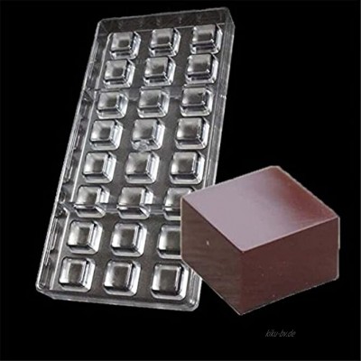 ECOSWAY 3D klare quadratische Form Kunststoff Polycarbonat Muschel Form Schokoladenform Gelee Süßigkeiten Herstellung Form DIY Schokoladenformen Süßigkeiten Form 24 Stück Tablett