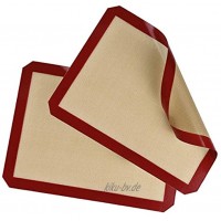 Belmalia 2X Silikon Backmatte mit Fiberglas Back-Unterlage für Backblech Backpapier 40x30cm Rot Braun