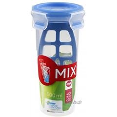 Emsa 508555 Mixbecher mit Deckel Mixeinsatz Volumen 0.5 Liter Transparent Blau Clip & Close