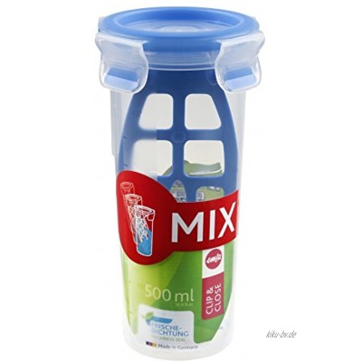 Emsa 508555 Mixbecher mit Deckel Mixeinsatz Volumen 0.5 Liter Transparent Blau Clip & Close
