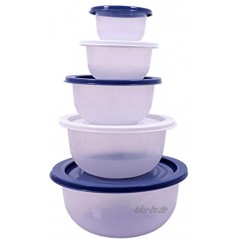Salat Schüssel Set 5 teilig 0,5 bis 5 Liter Kunststoff Kochschüssel Rührschüssel mit Deckel spülmaschinenfest