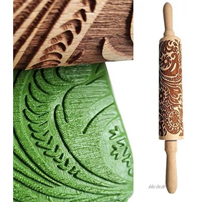 AMhomely Tief Textur Nudelholz graviert geschnitzt Holz geprägte Nudelholz Küche Werkzeug perfekt zum Backen mit Kinder-Teig und Fondant-Keksen Krusten Kuchen A