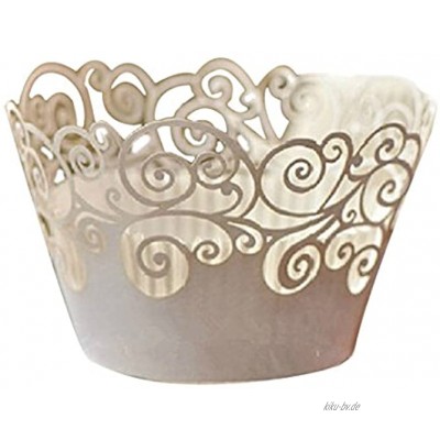 joyliveCY 50pcs Wolke Design Style Pearly Papier Vine Spitze Cup Cake Wrappers Dekoration Weißer
