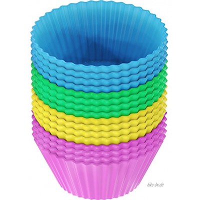 Vremi Silikon-Formen für Cupcakes 24 Stück mehrfarbig wiederverwendbar BPA-frei Cupcake-Förmchen für Partys spülmaschinenfest