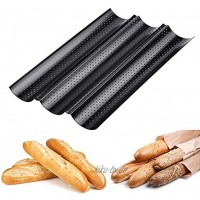 Jsdoin Baguette-Backblech Lebensmittelqualität Antihaftbeschichtung perforiert französischer Stil Brot Backen Kuchen Baguette-Form für 3 Baguettes 38 x 24,5 cm schwarz