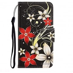 Nadoli Hülle für Xiaomi Mi 10T Lite,Rot Weiß Blume Muster PU Leder Magnetisch Flip Brieftasche mit Handschlaufe Kartenslot Ständer Klapphülle