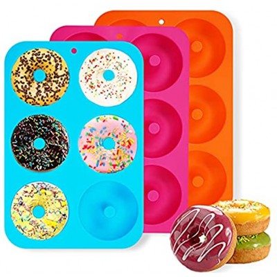 3 stücks Silikon Donutform Donut Backform,Donuts backform,Donut maker,6 Hohlraum Antihaft-Safe Backblech Maker Pan für Kuchen Keks Bagels Muffins.