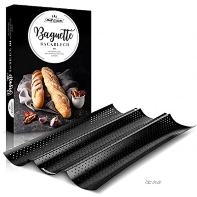 SIEGION | Baguette Backform − 3er Baguette-Backblech − Carbon Baguetteblech mit Antihaftbeschichtung − Baguetteform inkl. E-Book mit 10 Rezepten