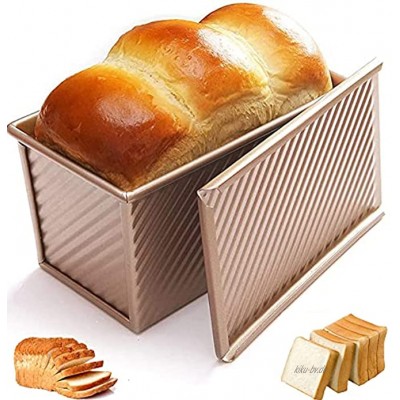 Teig Toast Brot Backform Gebäck Kuchen Brotbackform Mold Backform mit Deckel 450g Pullman Antihaftbeschichtet Brotbackform Gold