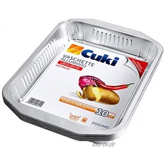 Cuki Aluminium-Behälter – extra stark – mit Griffen – 8 Portionen – rechteckig [Rs98G] – preiswert – 1 Packung mit 10 Stück