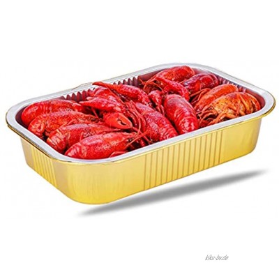 YYFANGYF Packung mit 50 Einweg-Aluminiumfolienpfannen Toaster-Ofenpfannen Verdicken und aushärten Mini Broiler Fisch Garnelen Pfannen Color : Gold Size : 18.4x12.8x3.5cm