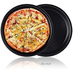 CANDeal Pizzablech 2er Set rund antihaftbeschichtet Pizza & Flammkuchen Carbonstahl Pizzaform ∅ 24 cm