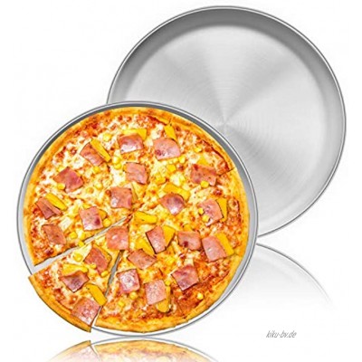 Homikit Pizzablech 30 cm Rund Edelstahl Pizzaform Pizza Backblech 2er-Set für Backen im Ofen Gesund & Langlebig Einfach zu Reinigen & Spülmaschinenfest