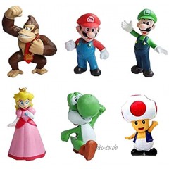 smileh Figuren Super Mario Tortenfiguren Set 6PCS Mario Geburtstag Kuchen Decorations für Kinder